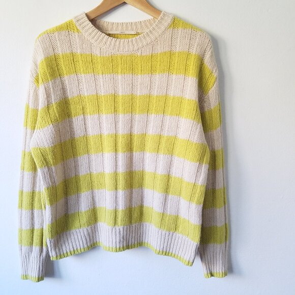 Lanius Wool Alpaca Blend Crew Neck Striped Relaxed Pull Over Sweater Size 36 - Picture 4 of 13
